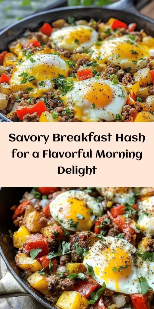 Start your day with a burst of flavor with this Hearty Breakfast Hash Fiesta! Packed with diced potatoes, sautéed onions, bell peppers, and your choice of breakfast sausage or bacon, this dish is a savory delight. Top it off with perfectly cooked eggs and melted cheese for a satisfying meal. It's easy to make in just 30 minutes and perfect for sharing. Garnish with fresh parsley or green onions for a colorful finish. Enjoy a delicious breakfast to fuel your morning!