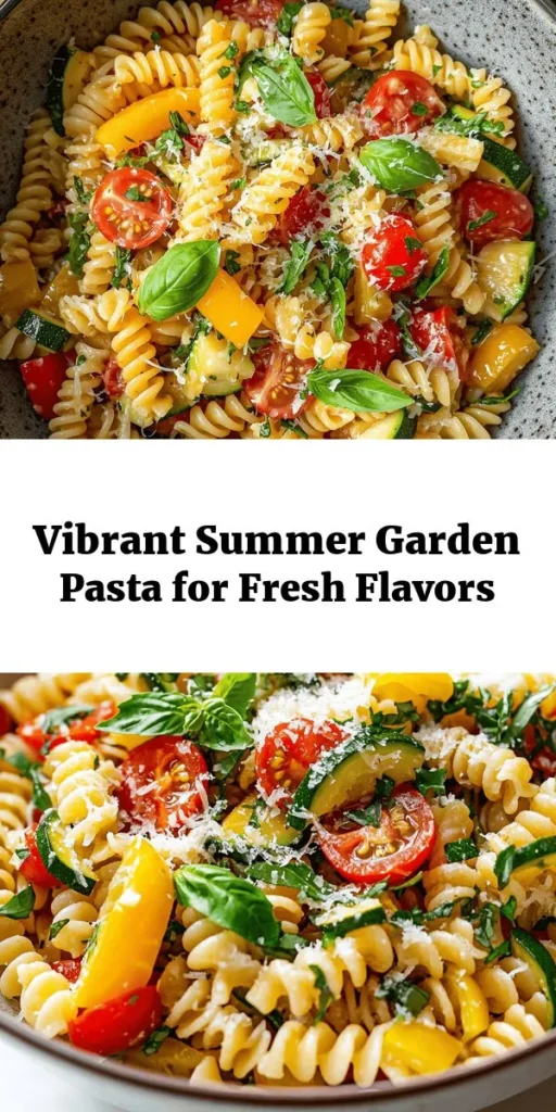 Enjoy a taste of summer with this vibrant Summer Garden Pasta Bliss! This delicious dish features fusilli or rotini pasta tossed with fresh veggies like zucchini, bell pepper, and cherry tomatoes, all sautéed to perfection. Brightened with lemon zest and juice, and finished with fresh basil and Parmesan, it’s a colorful, healthy meal ready in just 30 minutes. Perfect for a light lunch or dinner, this pasta is sure to be a crowd-pleaser!