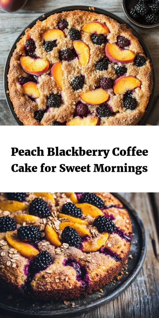 Indulge in a slice of summer with this Peach Blackberry Coffee Cake! This delightful recipe combines juicy peaches and fresh blackberries baked into a moist and fluffy cake, topped with a sweet cinnamon brown sugar crunch. Perfect for breakfast or as a snack, this easy-to-follow recipe is a fantastic way to enjoy the fruits of the season. Gather your ingredients and serve it warm with a cup of coffee for a delicious treat that everyone will love!