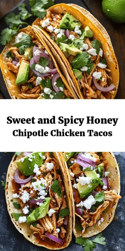 Get ready to spice up your taco night with these delicious Honey Chipotle Chicken Tacos! Sweet and smoky marinated chicken thighs are slow-cooked to perfection and shredded for ultimate flavor. Serve them wrapped in warm tortillas and topped with fresh diced red onion, cilantro, creamy avocado, lime juice, and crumbled queso fresco. Perfect for a crowd or meal prep! Easy to make and even easier to enjoy – bring the fiesta to your table! 🌮🔥