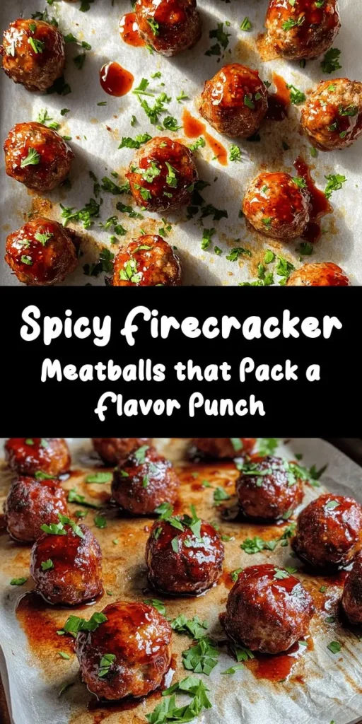 Spice up your dinner with these Easy Firecracker Meatballs! Made with ground beef or turkey, breadcrumbs, and a hint of heat from red pepper flakes, these tasty meatballs are coated in a sweet and tangy firecracker sauce. Perfect for appetizers or a weeknight meal, this recipe combines simple ingredients for a flavor explosion. Ready in just 50 minutes, they’re sure to be a hit at your next gathering! Don’t forget to garnish with fresh parsley for an extra pop!